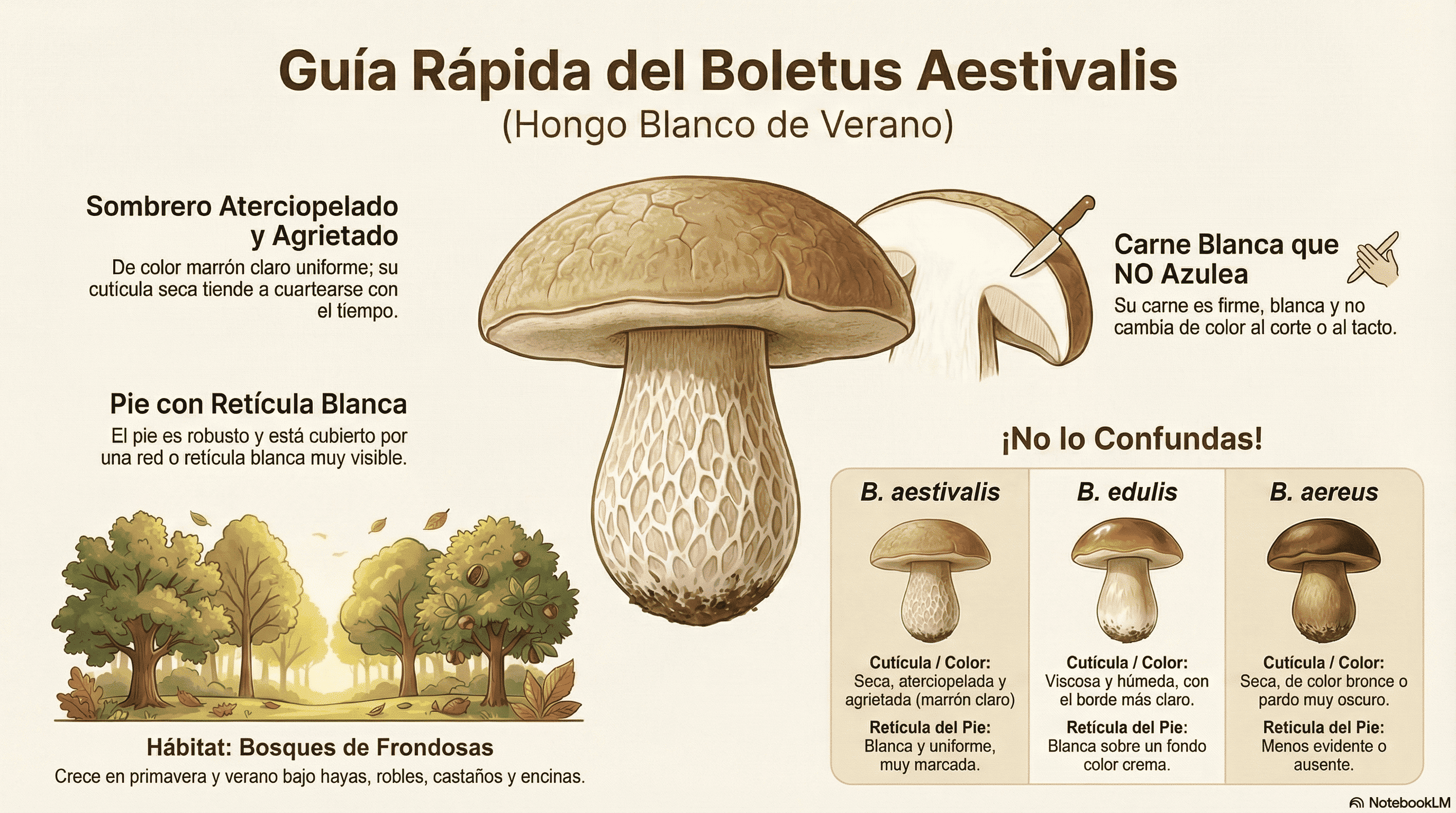 Boletus aestivalis. Guía rápida.