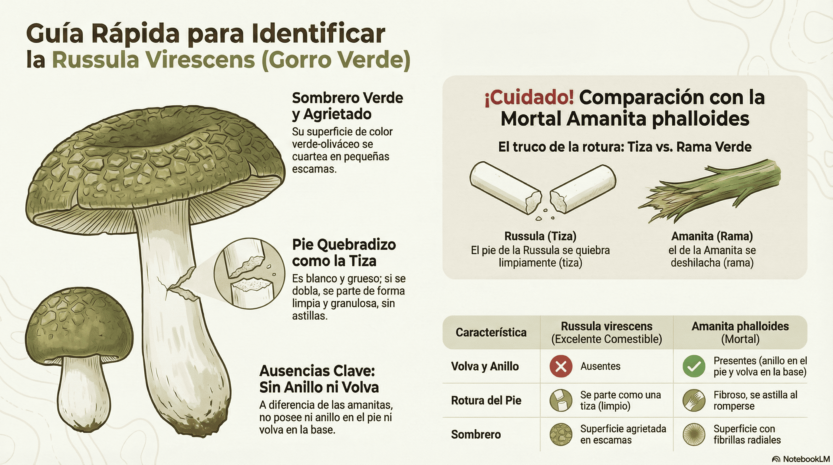 Russula virescens. Guía rápida.