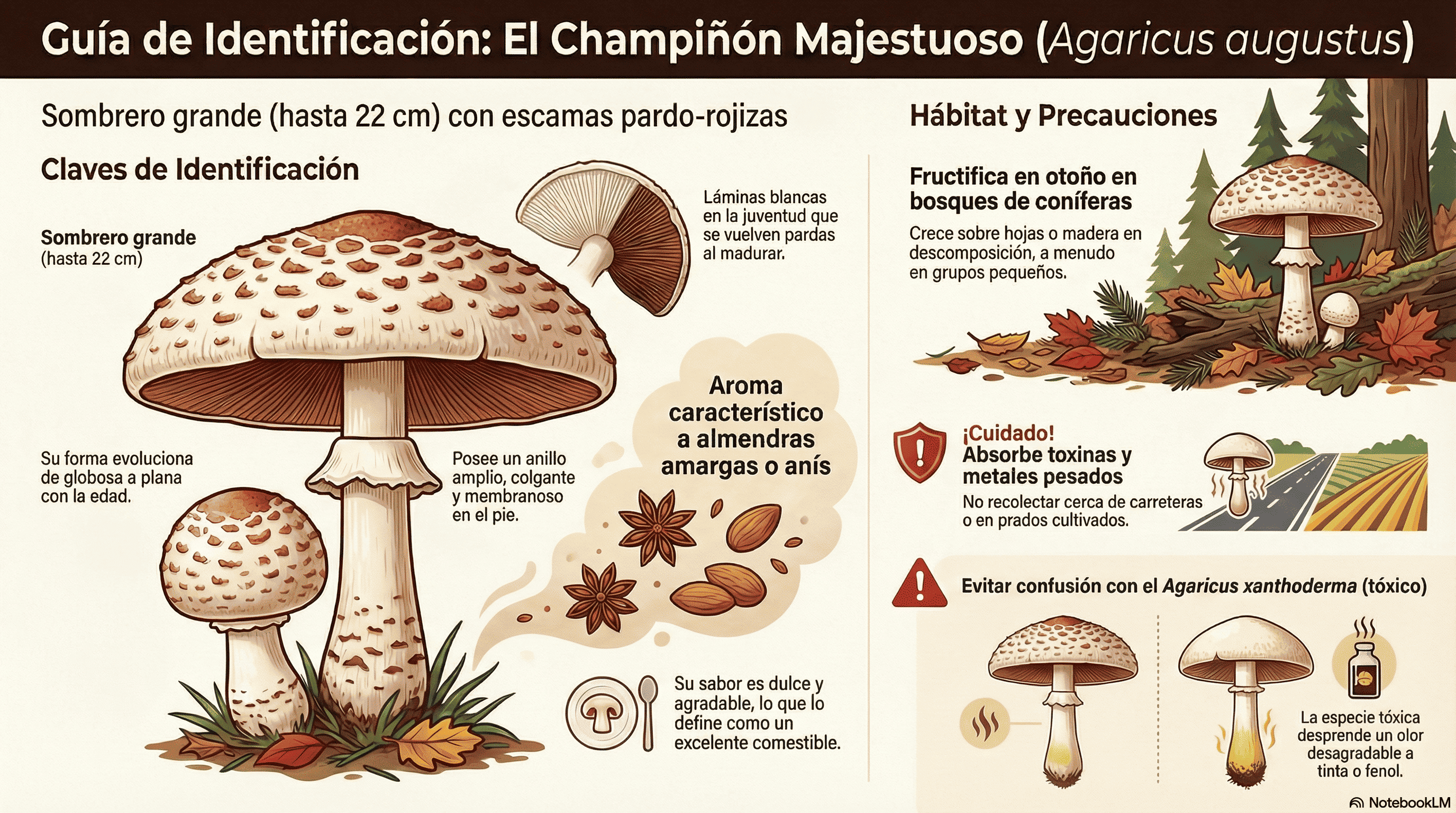 Agaricus augustus. Guía de identificación.