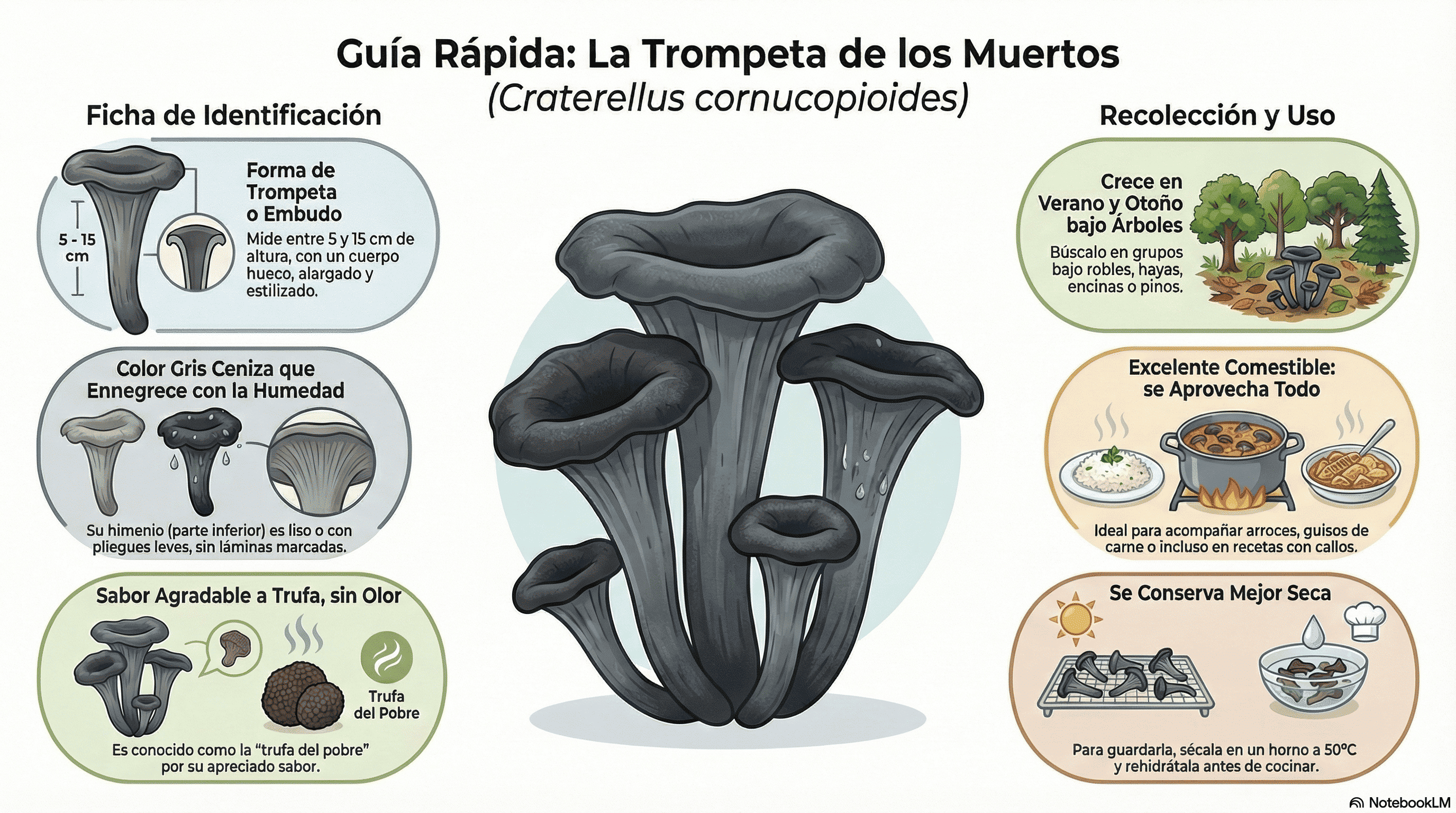 Craterellus cornucopioides. Guía rápida.