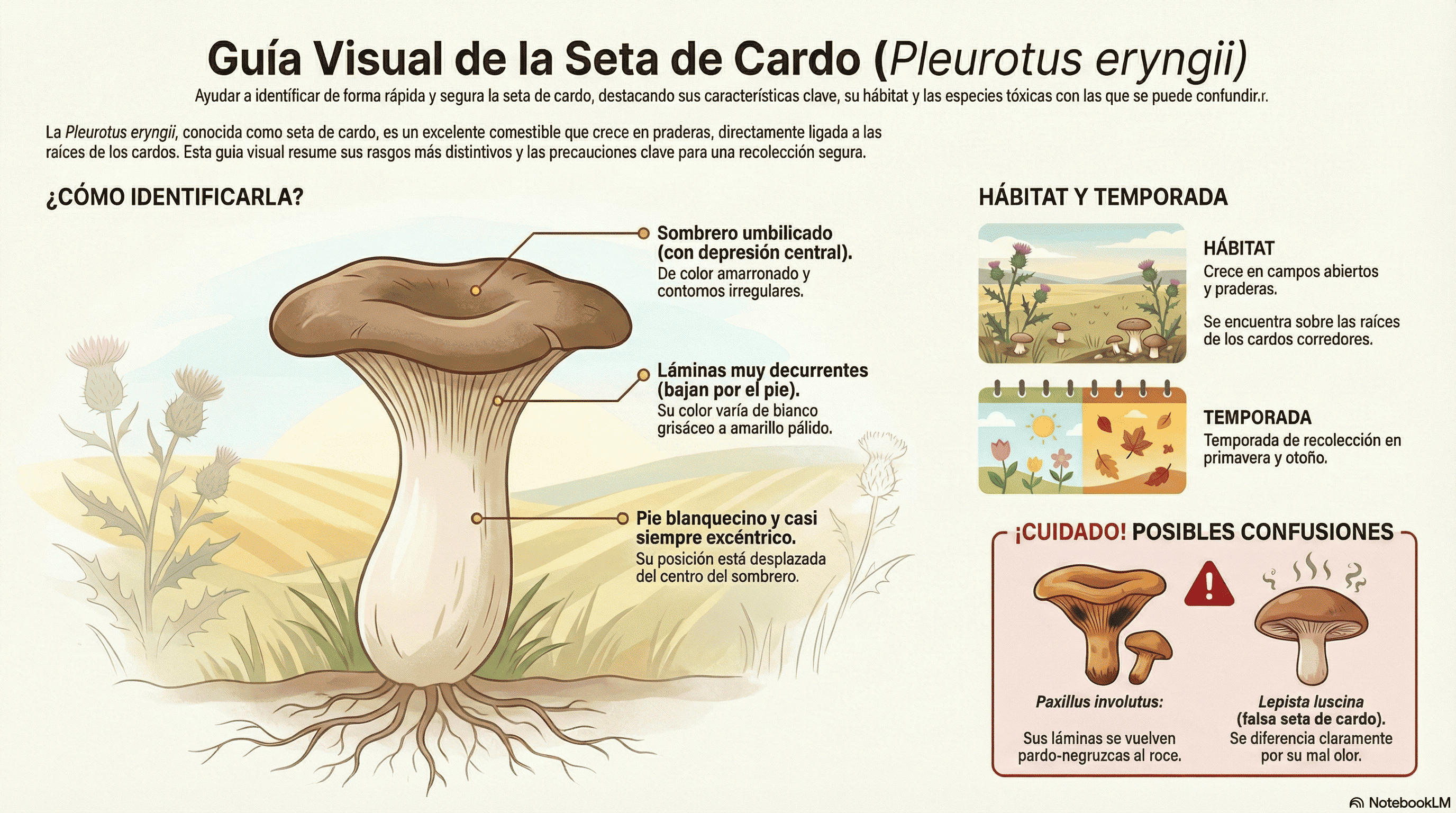 Pleurotus eringii. Guía visual.