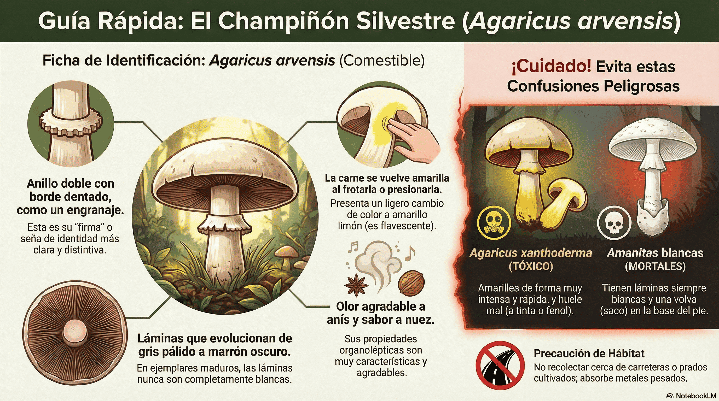 Agaricus arvensis. Guía rápida.