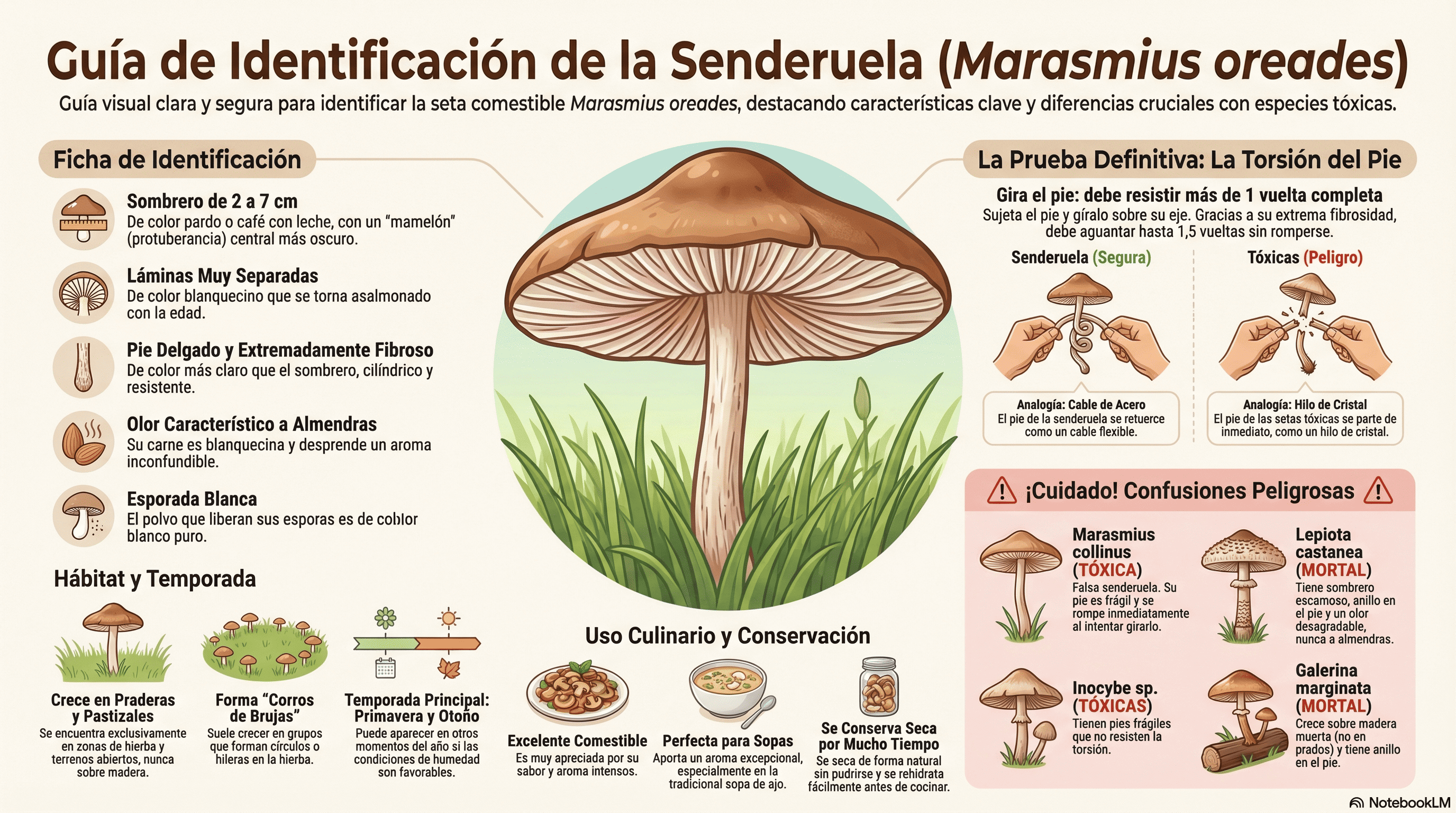 Marasmius oreades. Guía de identificación.