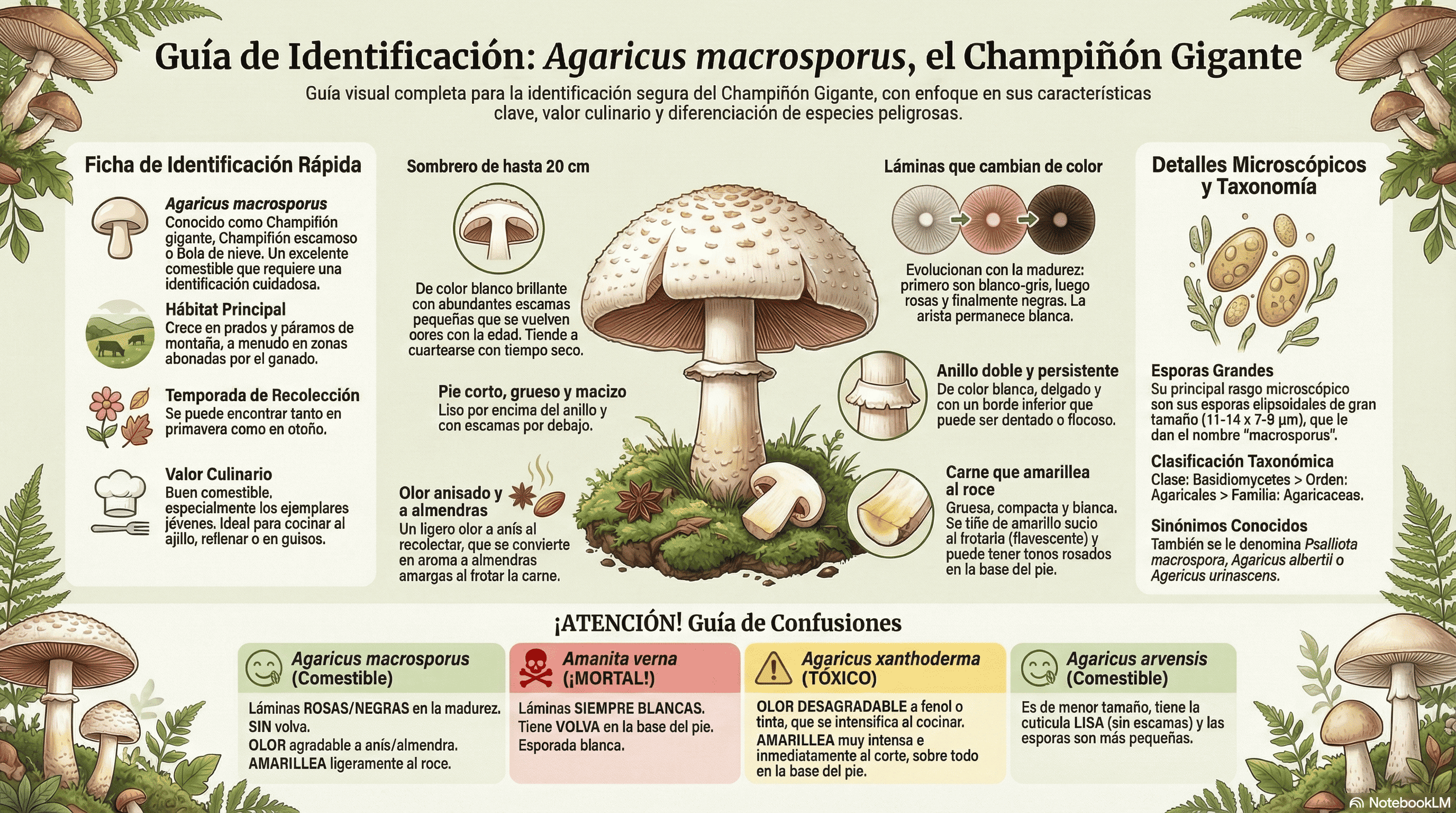 Agaricus macrosporus. Guía de identificación.