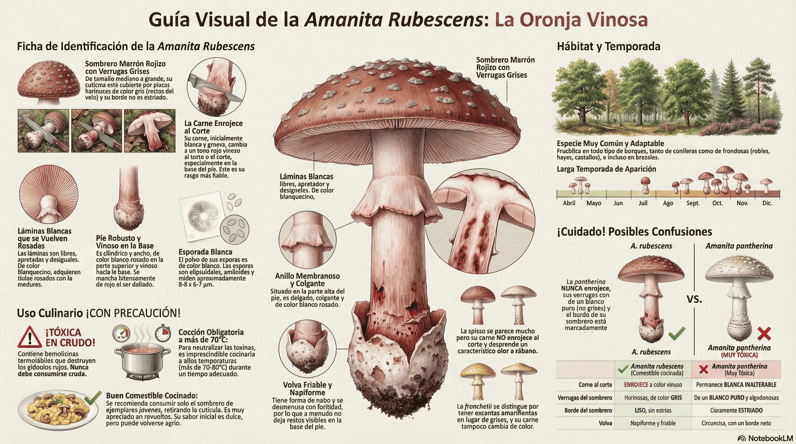Amanita rubescens. Guía visual.