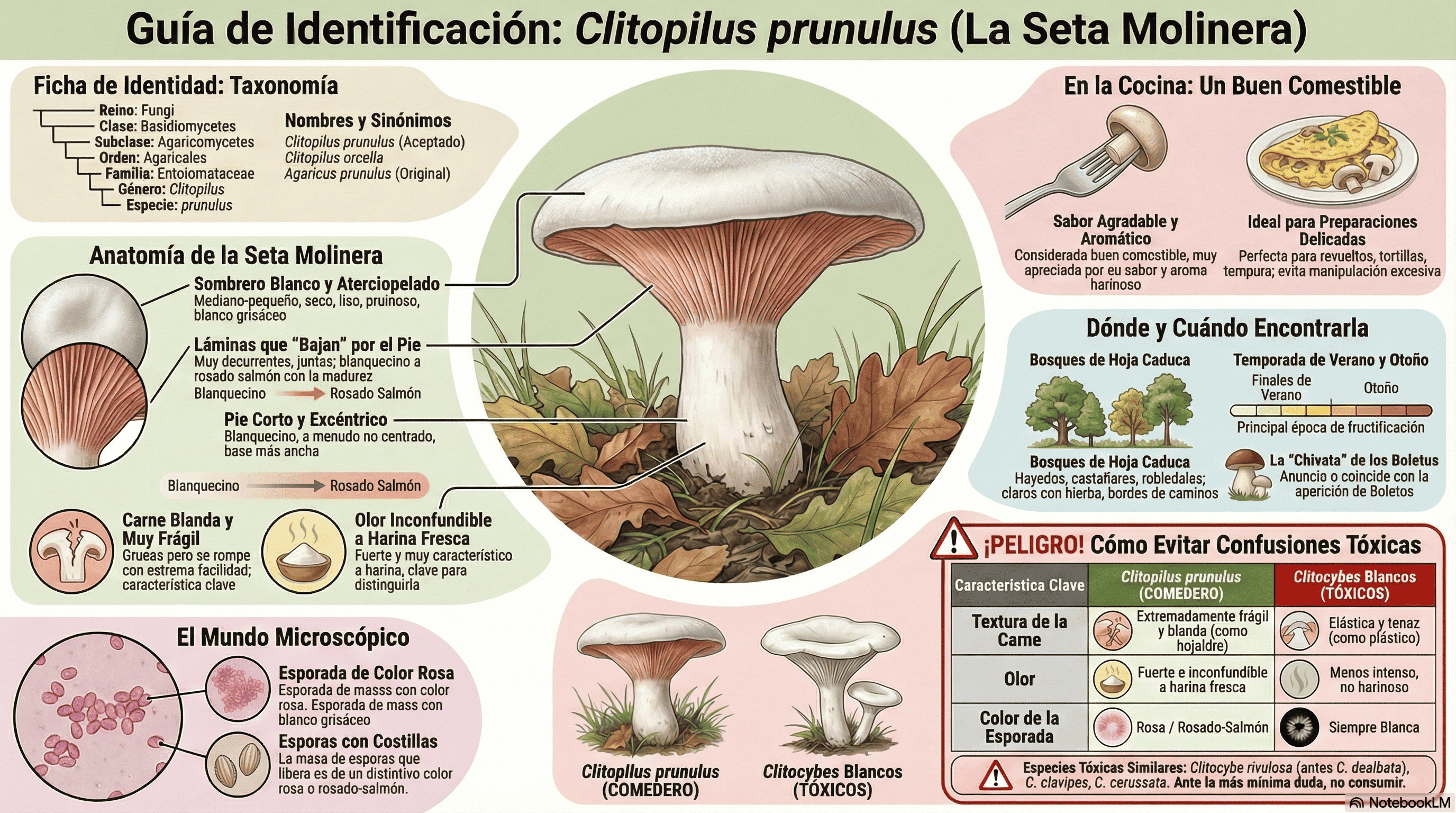 Clitopilus prunulus. Guía de identificación.
