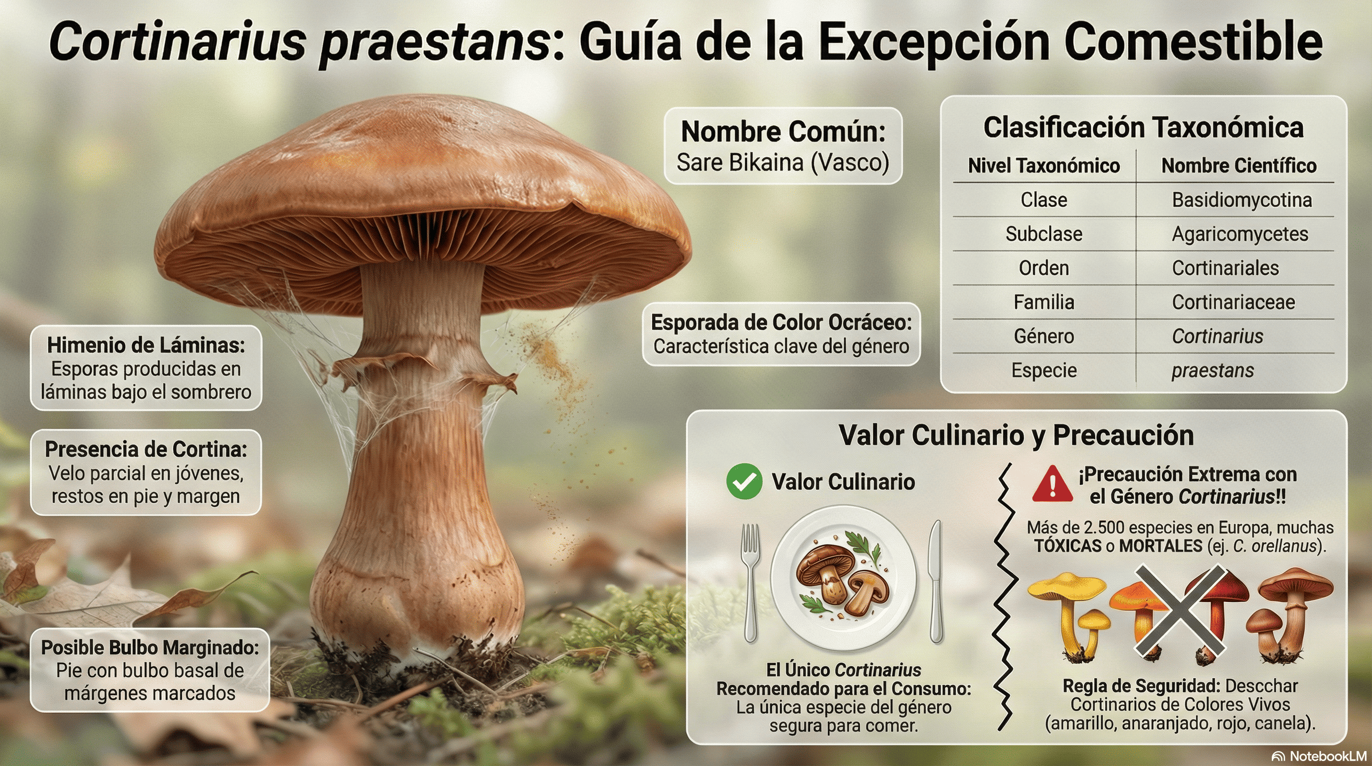Cortinarius praestans Guía.
