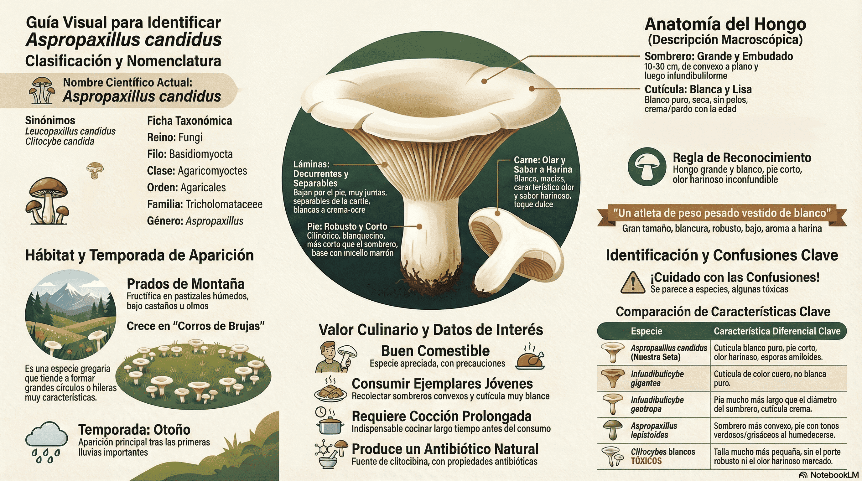 Aspropaxillus candidus. Guía Visual.
