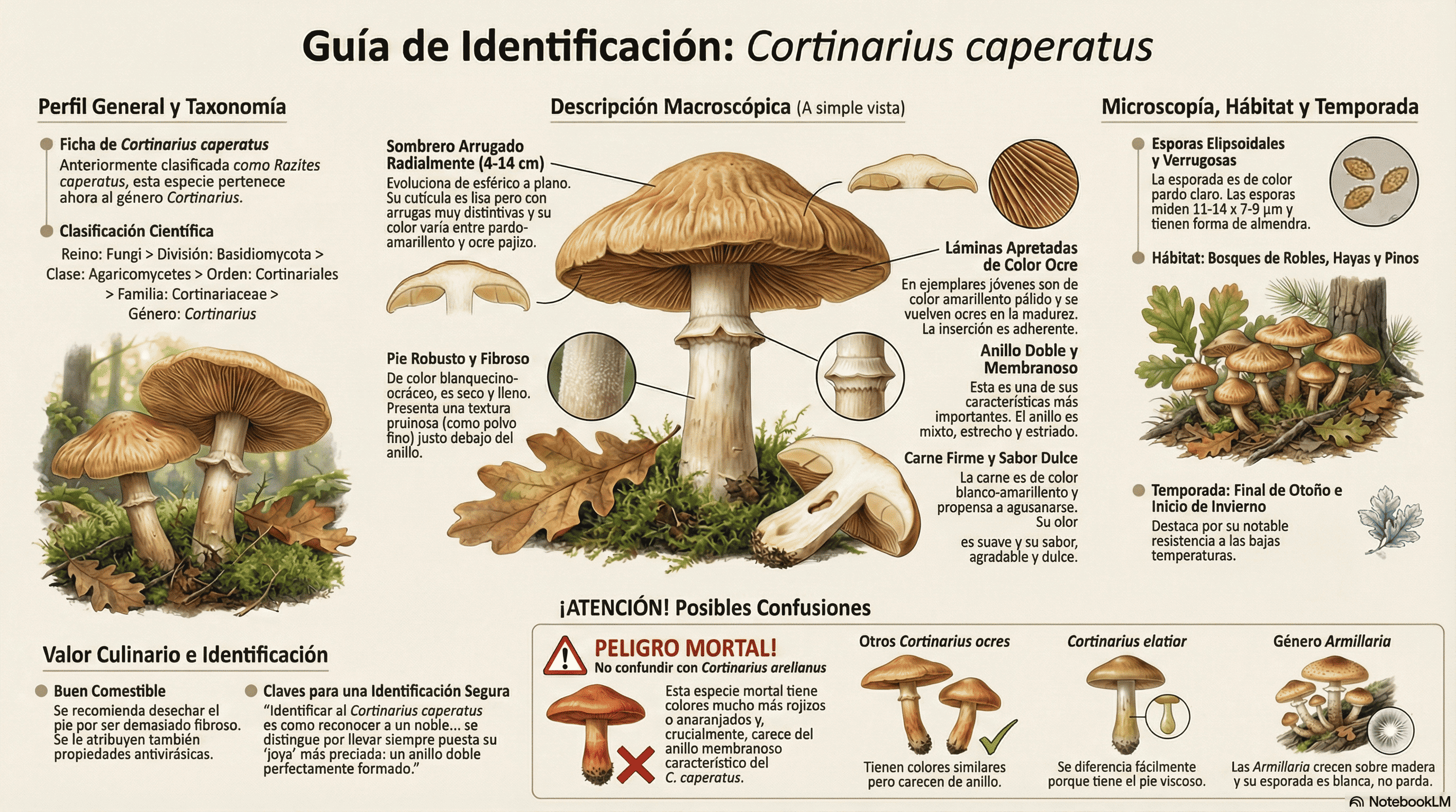 Cortinarius caperatus. Guía de identificación.