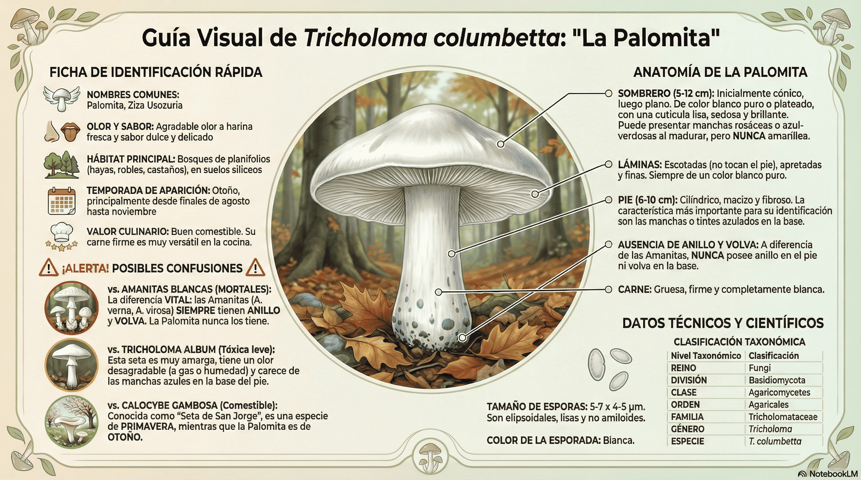 Tricholoma columbetta. Guía visual.