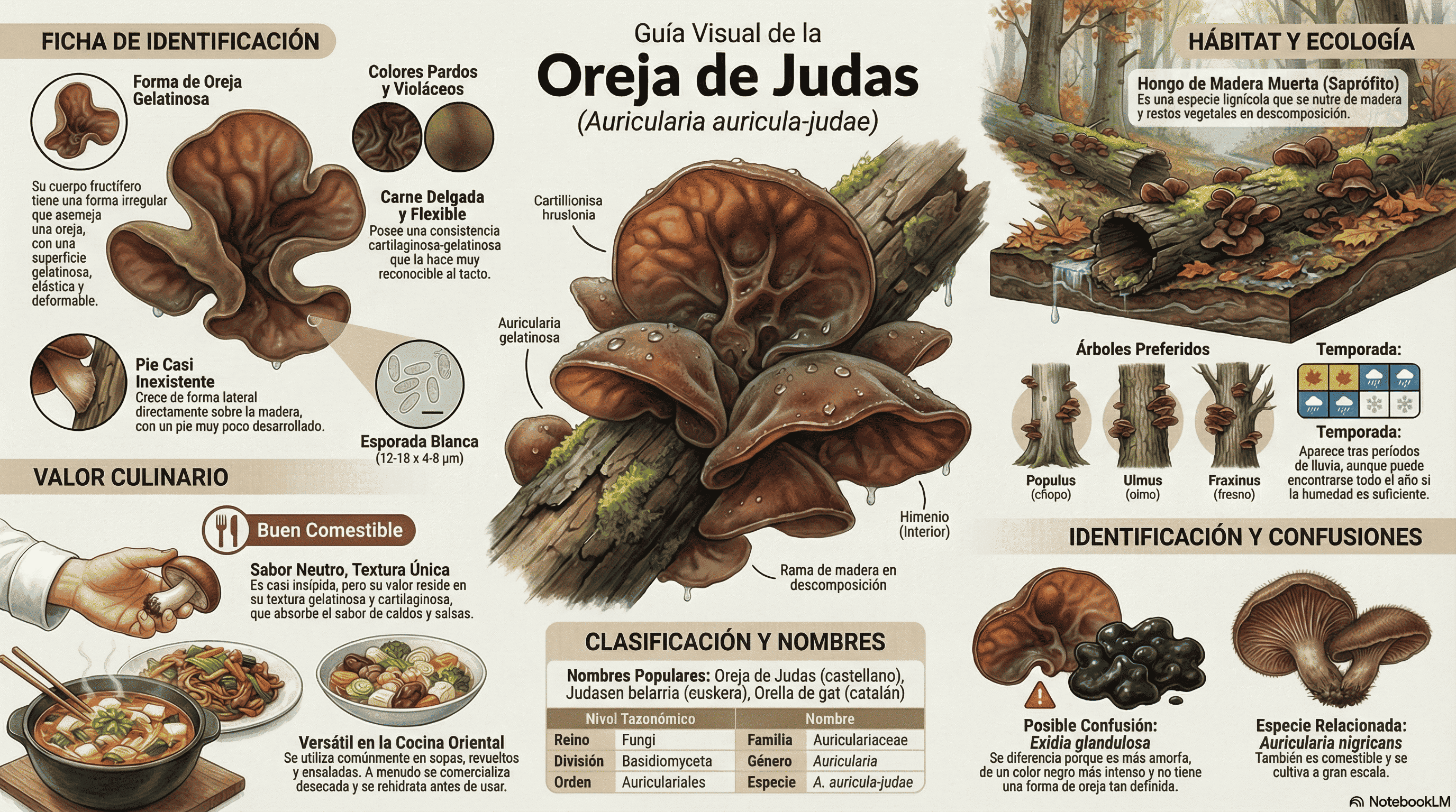 Auricularia auricula-judae. Guía de identificación.