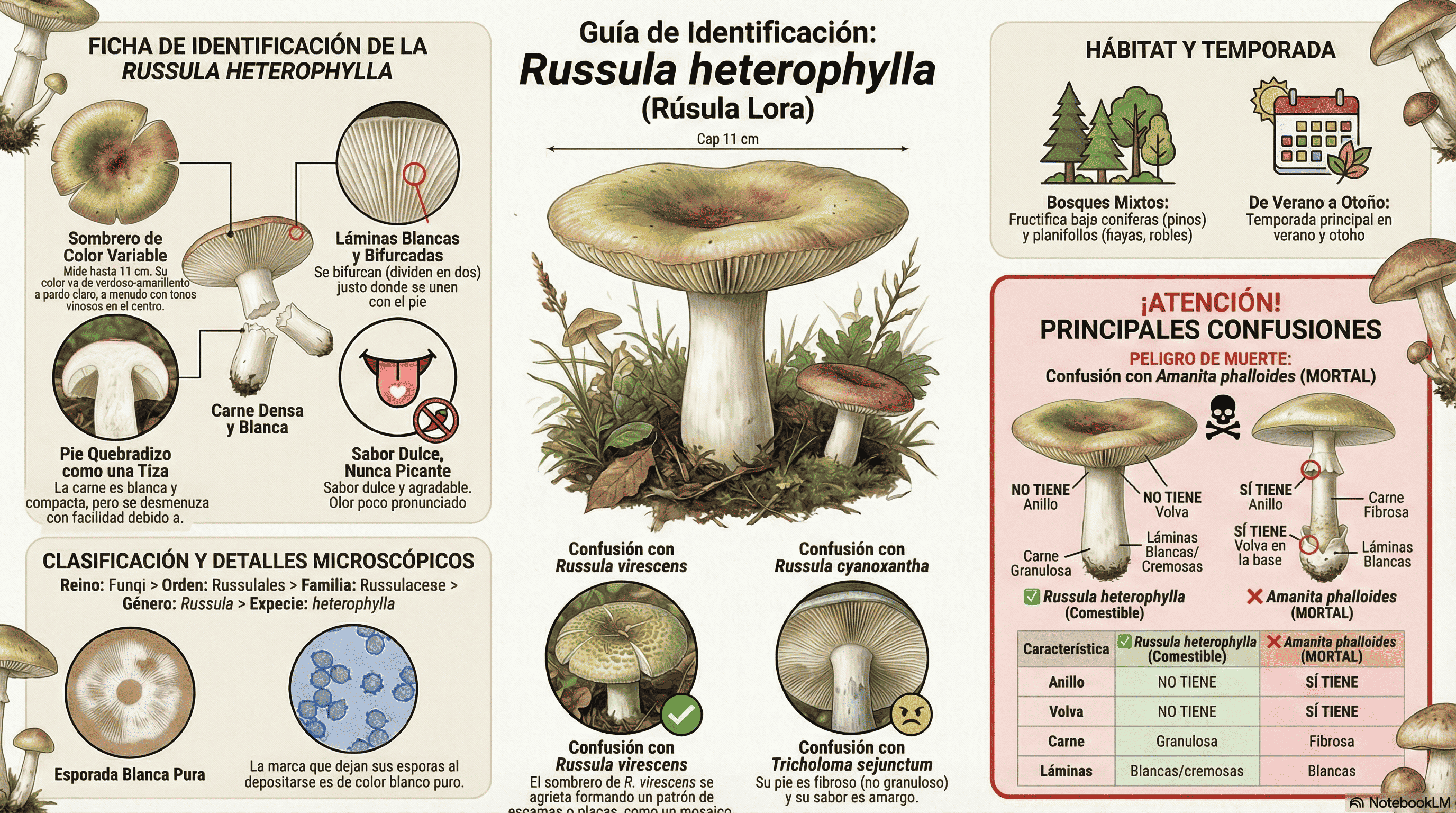 Russula heterophylla. Guía de identificación.