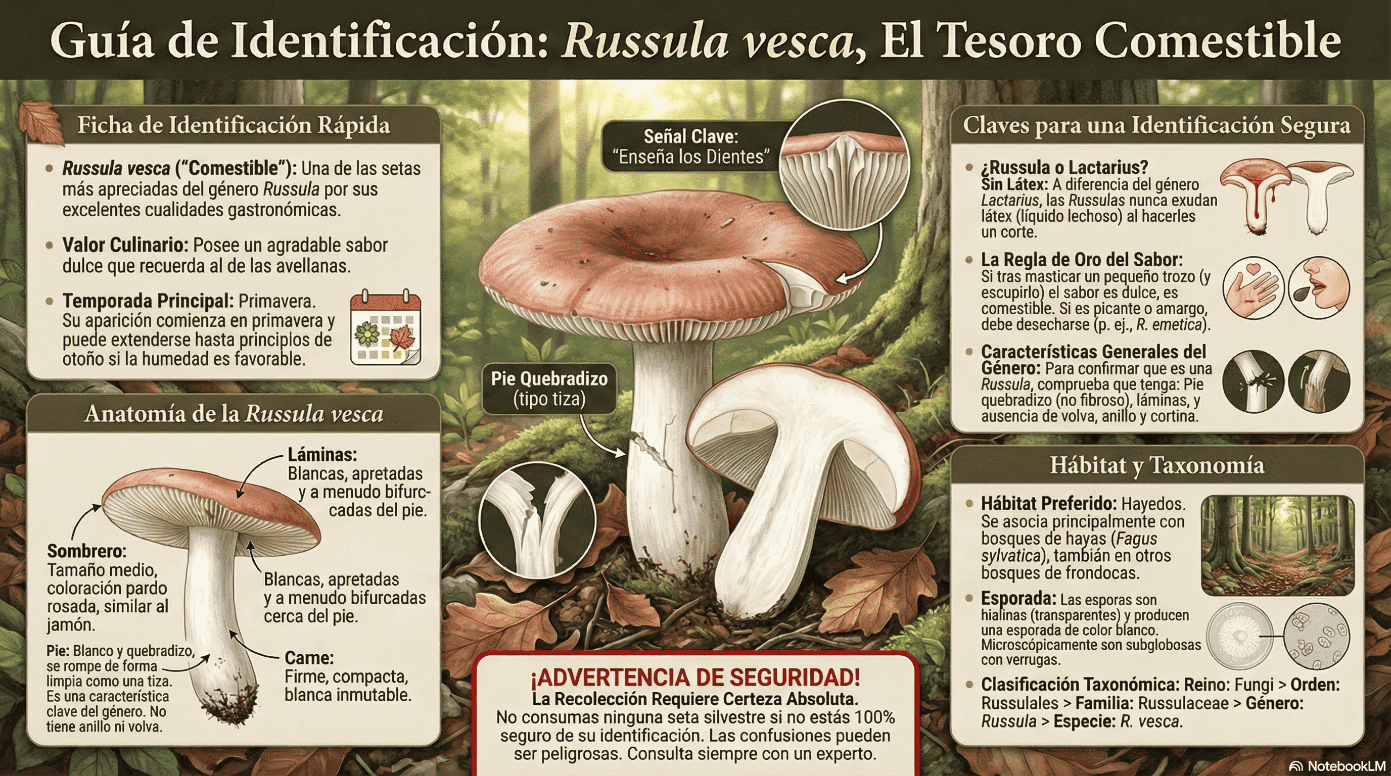 Russula vesca. Guía de identificación.