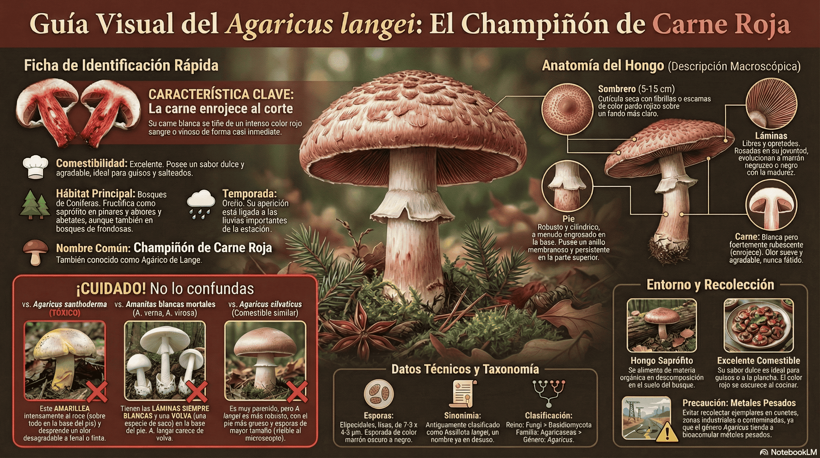 Agaricus langei. Guía visual.