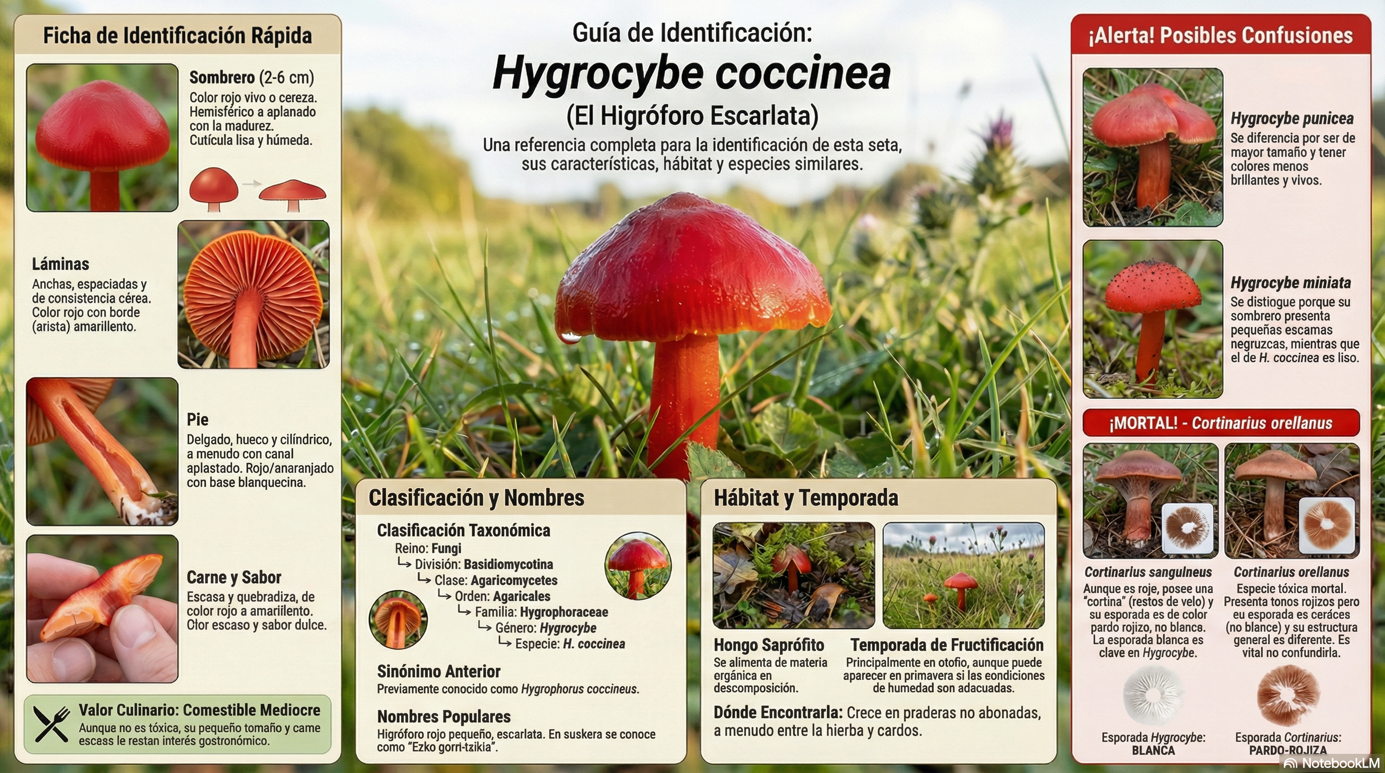Hygrocybe coccinea. Guía Completa.