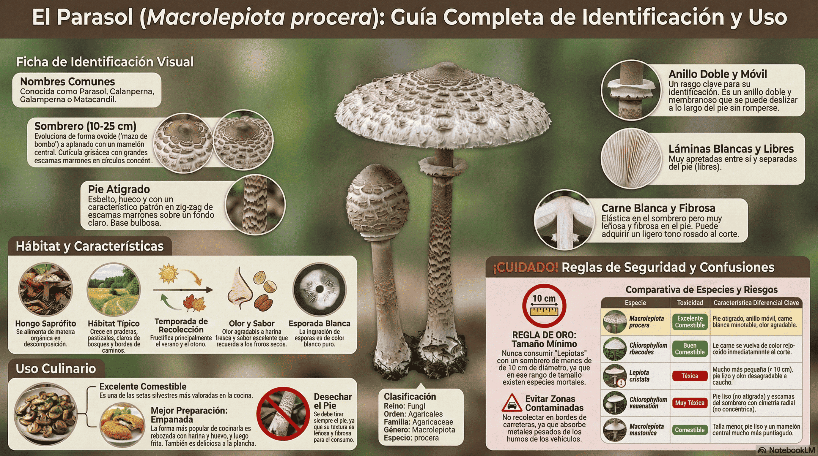 Macrolepiota procera. Guía de identificación.